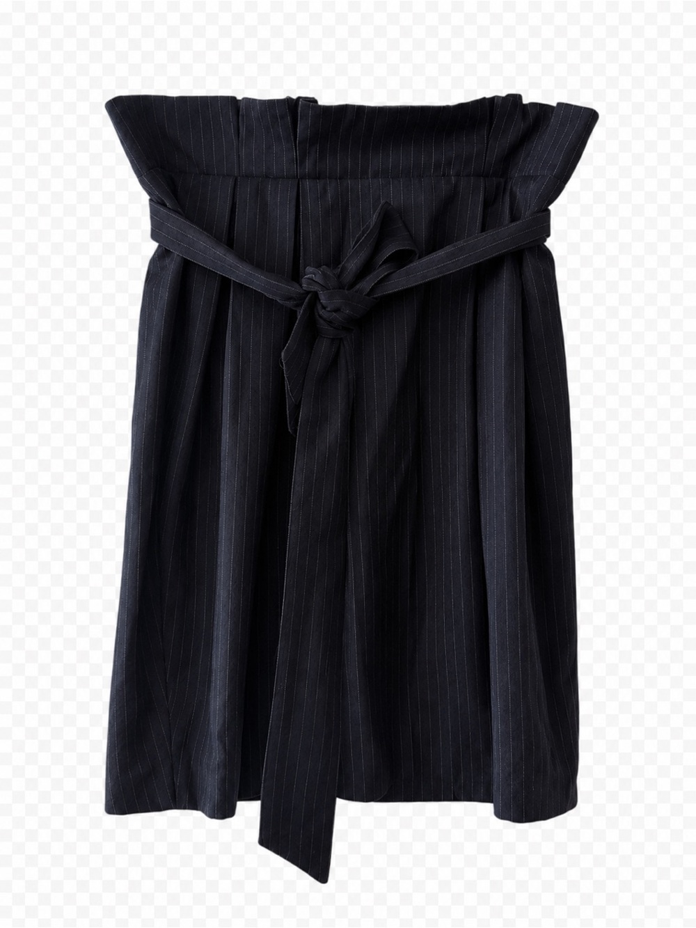 Frank and Oak Navy Pinstripe Wool Blend Paperbag Skirt M